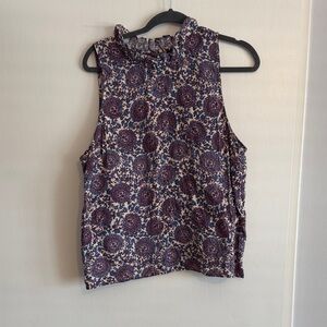 J. Crew Sleeveless Top - Blue and Cream Pattern